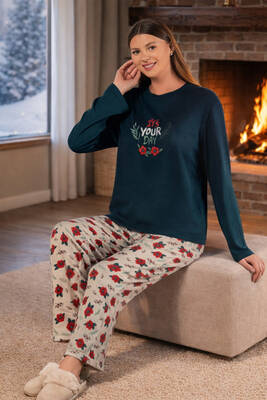 Remsa - Kadın Termal Uzun Kol Pijama Takımı 4734 Petrol02 (1)