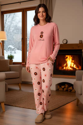 Remsa - Kadın Termal Uzun Kol Pijama Takımı 4753 Pembe01