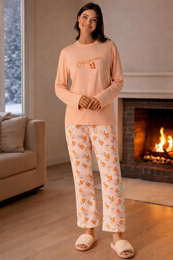 Kadın Termal Uzun Kol Pijama Takımı 4759 Somon01 - Thumbnail