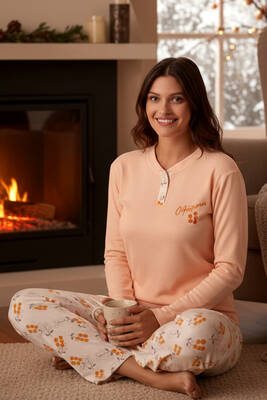 Remsa - Kadın Termal Uzun Kol Pijama Takımı 4759 Somon02 (1)