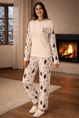 Remsa - Kadın Termal Uzun Kol Pijama Takımı 4761 Ekru (1)