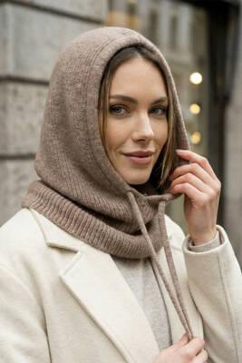 Remsa - Kadın Triko Balaklava Bere Şapka RKŞBYN-05 Vizon