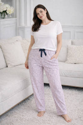 Remsa - Kadın Viskon Kumaş Penye Tek Pijama Alt 02 Pudra01 (1)