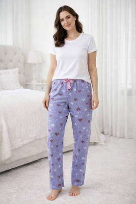 Remsa - Kadın Viskon Kumaş Penye Tek Pijama Alt 03 Lila (1)