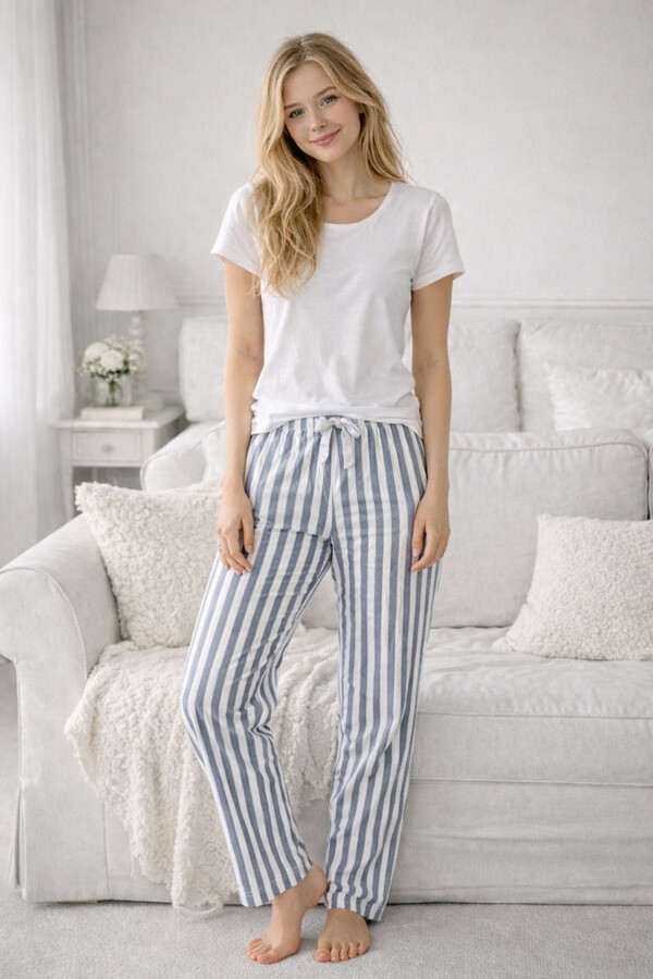 Kadın Viskon Kumaş Penye Tek Pijama Alt 07 Antrasit - Thumbnail