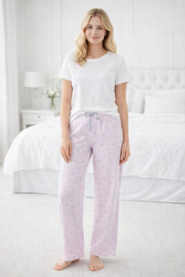 Remsa - Kadın Viskon Kumaş Penye Tek Pijama Alt 11 Pembe02