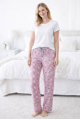 Remsa - Kadın Viskon Kumaş Penye Tek Pijama Alt 12 Lila01 (1)