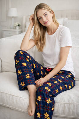 Remsa - Kadın Viskon Kumaş Penye Tek Pijama Alt 14 Lacivert