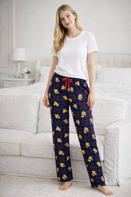 Remsa - Kadın Viskon Kumaş Penye Tek Pijama Alt 14 Lacivert (1)