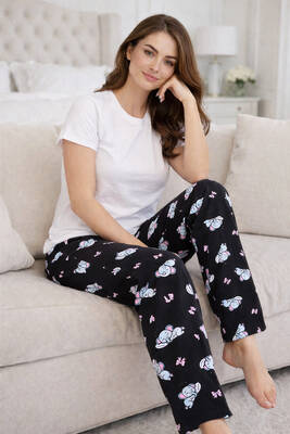 Remsa - Kadın Viskon Kumaş Penye Tek Pijama Alt 17 Siyah01