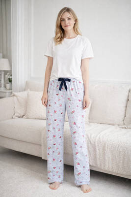 Remsa - Kadın Viskon Kumaş Penye Tek Pijama Alt 20 Buz Mavi (1)