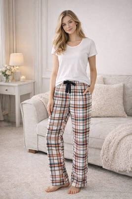 Remsa - Kadın Viskon Kumaş Penye Tek Pijama Alt 22 Çok Renkli (1)