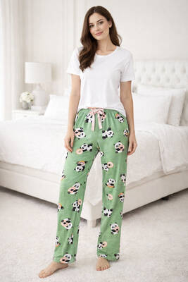 Remsa - Kadın Viskon Kumaş Penye Tek Pijama Alt 23 Yeşil