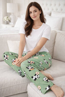 Remsa - Kadın Viskon Kumaş Penye Tek Pijama Alt 23 Yeşil (1)