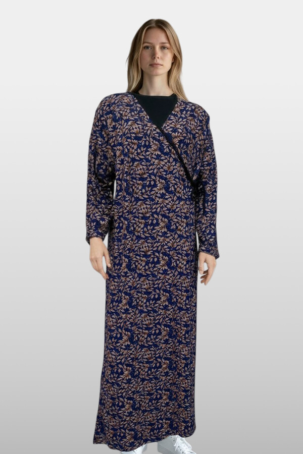 Kadın Viskon Namaz Elbisesi 25247-7 Lacivert - Thumbnail