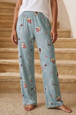 Remsa - Kadın Yumoş Kumaş Bulut Desen Tek Pijama Alt 31 Mint (1)