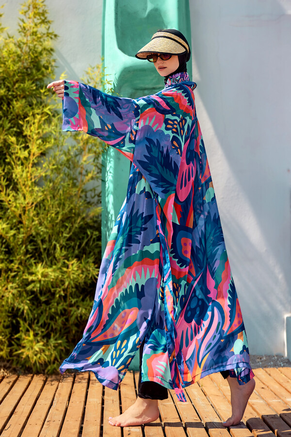 Modest Swimsuit Kaftan Kimono Pareo Purple RP028 Morika - Thumbnail