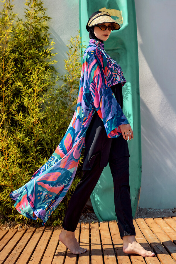 Modest Swimsuit Kaftan Kimono Pareo Purple RP028 Morika - Thumbnail