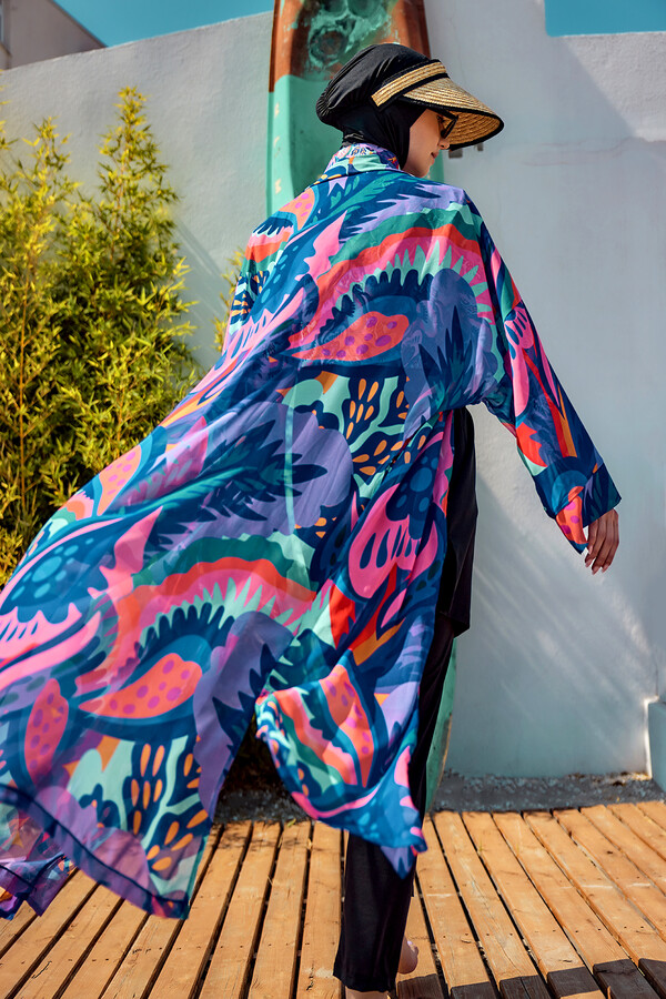 Modest Swimsuit Kaftan Kimono Pareo Purple RP028 Morika - Thumbnail
