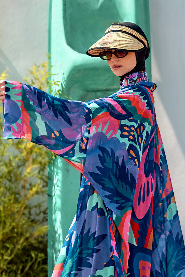 Modest Swimsuit Kaftan Kimono Pareo Purple RP028 Morika - Thumbnail