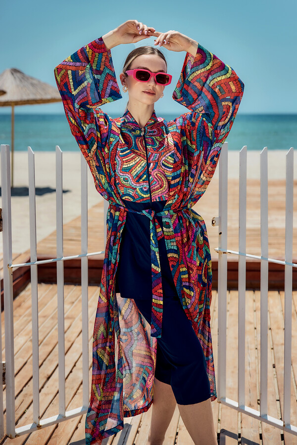 Kaftan Kimono Pareo Overlay for Modest Swimwear - Thumbnail