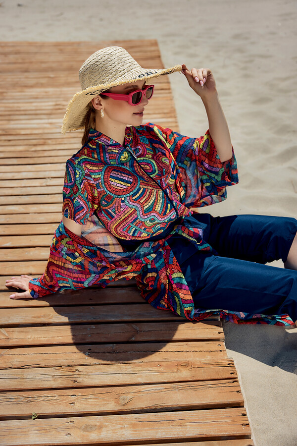 Kaftan Kimono Pareo Overlay for Modest Swimwear - Thumbnail