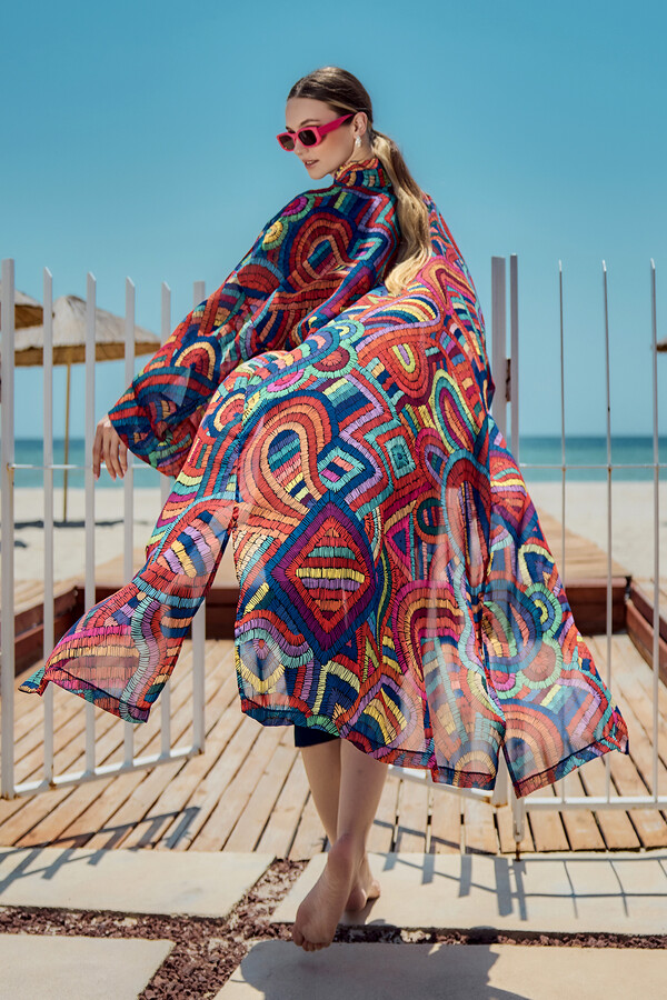 Kaftan Kimono Pareo Overlay for Modest Swimwear - Thumbnail