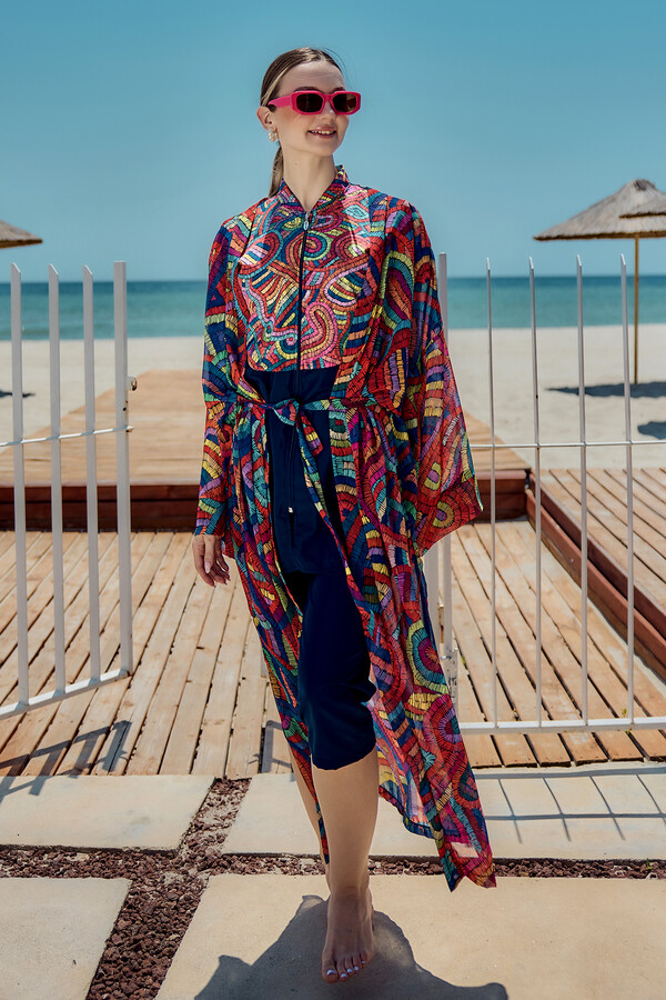 Kaftan Kimono Pareo Overlay for Modest Swimwear - Thumbnail