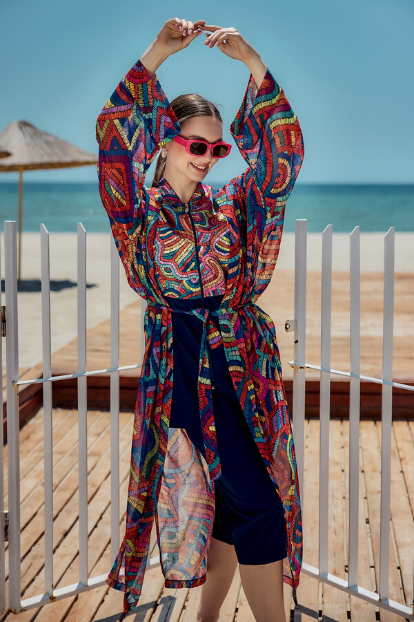 Kaftan Kimono Pareo Overlay for Modest Swimwear - Thumbnail