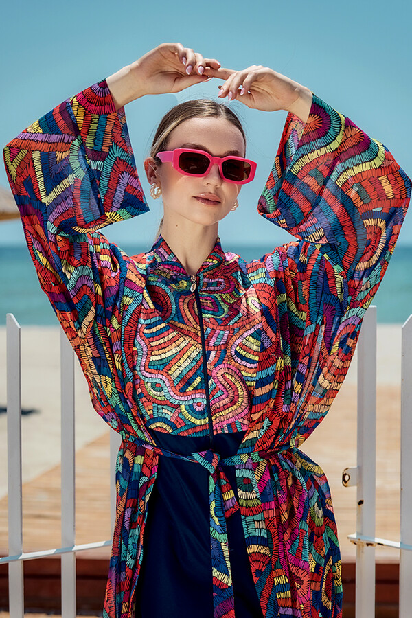 Kaftan Kimono Pareo Overlay for Modest Swimwear - Thumbnail