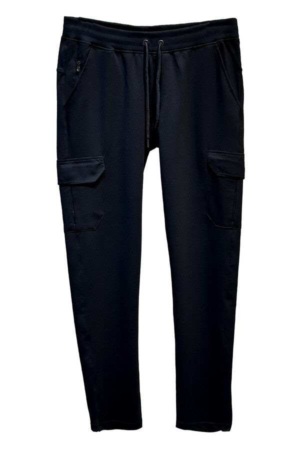 Kargo Cep Detay Düz Paça Erkek Eşofman Altı 24707 Lacivert - Thumbnail