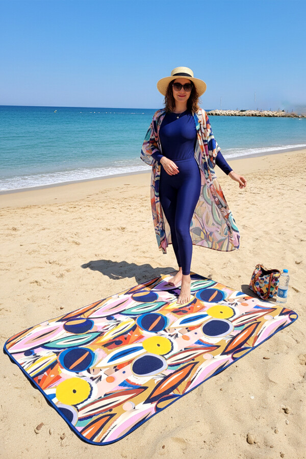 Katlanabilir Su Geçirmez Plaj Halısı Kamp Bahçe Balkon Matı 01 Batik - Thumbnail