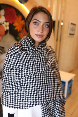 Remsa - Kazayağı Desenli Atkı Omuz Şalı 70X180 cm 1220 Siyah