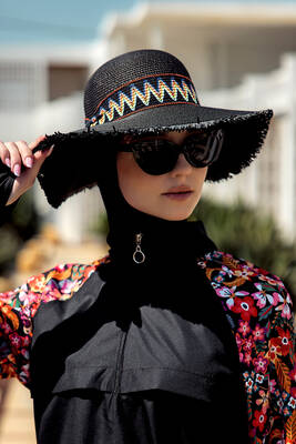 Remsa Mayo - Kenarları Püsküllü Zigzag Şerit Detaylı Hasır Şapka Plaj Şapkası RŞ-2101 Siyah Remsa Mayo - Kenarları Püsküllü Zigzag Şerit Detaylı Hasır Şapka Plaj Şapkası RŞ-2101 Siyah