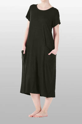 Remsa - Khaki Short Sleeve Pocket Detail Viscose Pajama Dress (1)