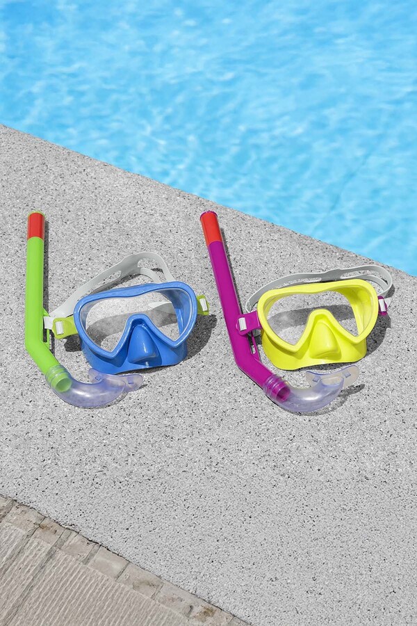 Kids 3+ Diving Goggle Mask Snorkel Set 01 Green - Thumbnail