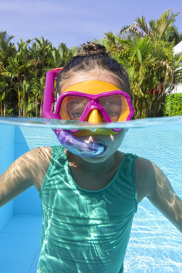 Kids 3+ Diving Goggle Mask Snorkel Set 01 Pink - Thumbnail