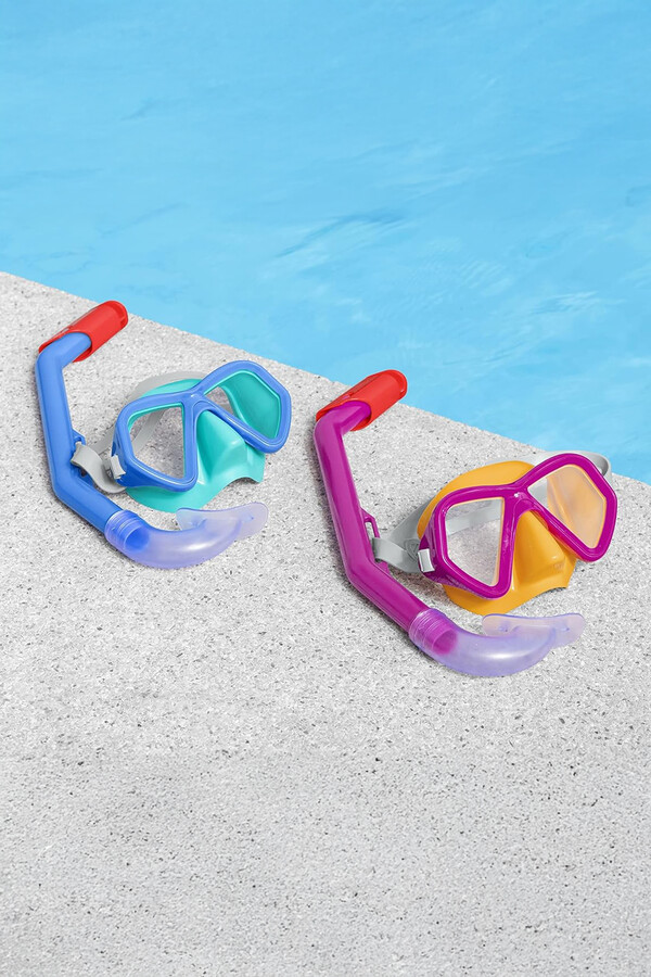 Kids 3+ Diving Goggle Mask Snorkel Set 01 Pink - Thumbnail