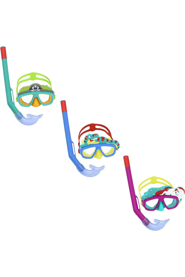 Kids 3+ Diving Goggle Mask and Snorkel Set with Crocodile Detail - Thumbnail