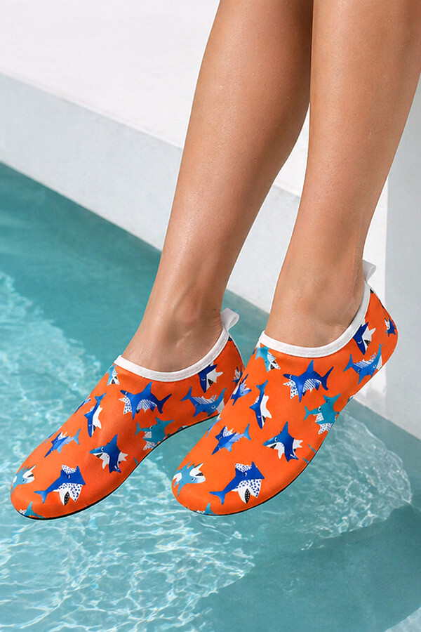Kids Non-Slip Sea and Pool Water Shoes 09 Orange - Thumbnail