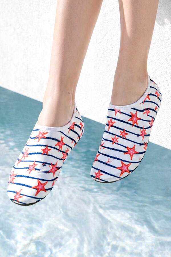 Kids Starfish Pattern Non-Slip Sea and Pool Water Shoes 05 White - Thumbnail