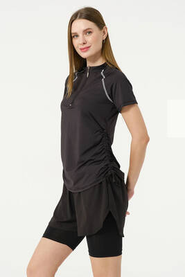 Haliç Mayo - Kısa Kol Yarım Fermuarlı Şortlu Taytlı Yarı Kapalı Mayo 24156 Siyah02 (1)