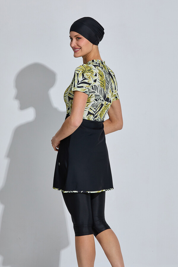 Kısa Kollu Likralı Yarı Kapalı Mayo 6550 Siyah03 - Thumbnail