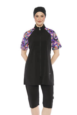 Haliç Mayo - Kısa Kollu Spor Likralı Yarı Kapalı Mayo 6286 Siyah04 (1)