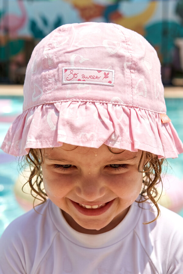 Remsa - Kız Çocuk 1-4 Yaş Kalp Desenli Bucket Şapka 06-063 Pembe01