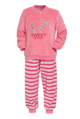 Aydoğan - Kız Çocuk Kadife Pijama Takımı 1667 Pembe01 (1)