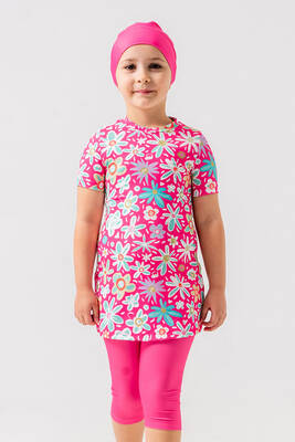 Maresiva - Kız Çocuk Kısa Kollu Taytlı Likralı Yarı Kapalı Mayo 2904 Pembe (1) Maresiva - Kız Çocuk Kısa Kollu Taytlı Likralı Yarı Kapalı Mayo 2904 Pembe (1)