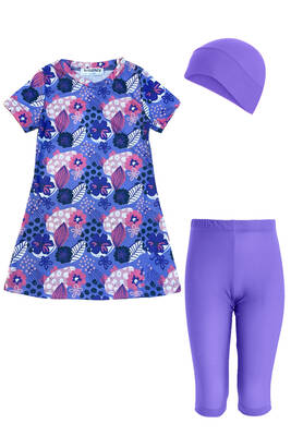 Rozamay - Kız Çocuk Kısa Kollu Taytlı Likralı Yarı Kapalı Mayo 3904 Lila (1) Rozamay - Kız Çocuk Kısa Kollu Taytlı Likralı Yarı Kapalı Mayo 3904 Lila (1)