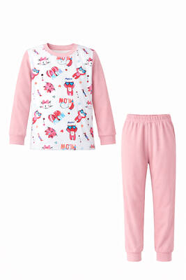 Remsa - Kız Çocuk Pamuklu Desenli Pijama Takımı 6068-04 Pembe