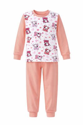 Remsa - Kız Çocuk Pamuklu Desenli Pijama Takımı 6068-07 Gül Kurusu01 (1)
